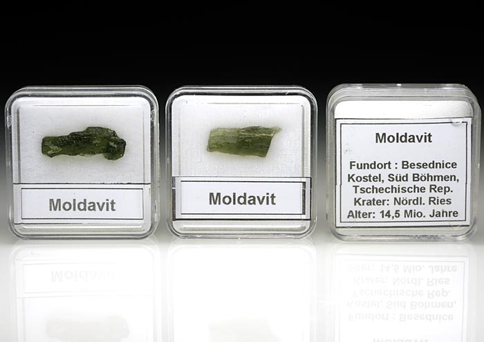 Moldavit aus der Tschechischen Republik in Sammelk�stchen